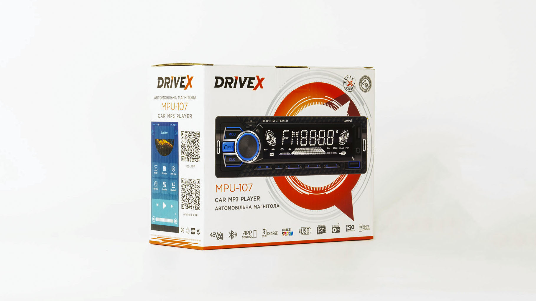 Автомагнітола 1-Din DriveX MPU-107 4х45Вт BT APP